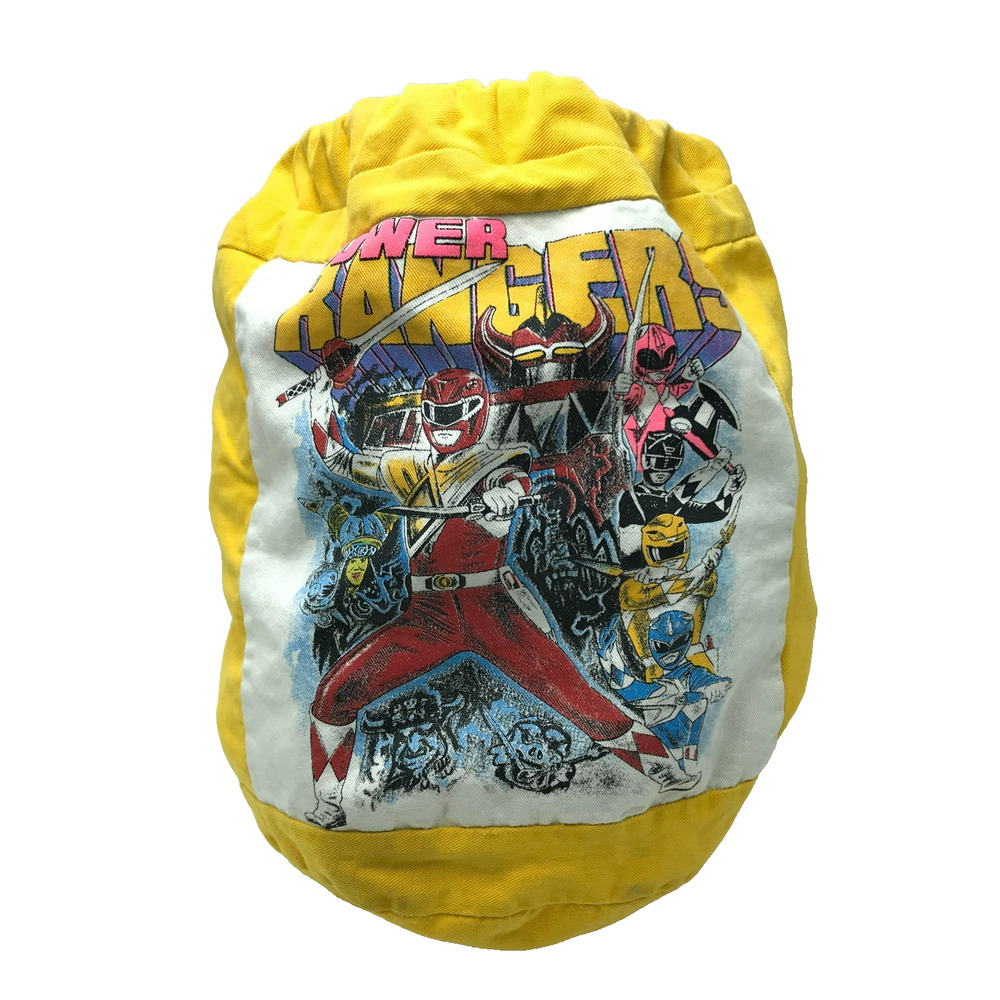 Vintage Mighty Morphin Power Rangers Megazord Canvas Bag Yellow Pink 90s Flaw